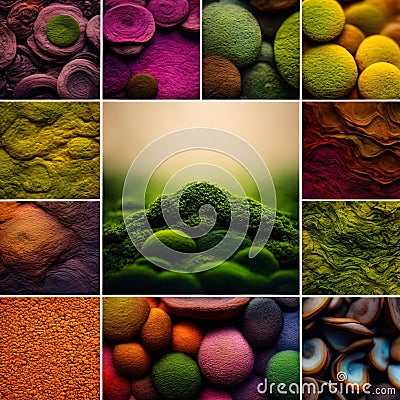 A collage of different natural Earth textures mixed in beautiful abstract background, Generative AI Stock Photo