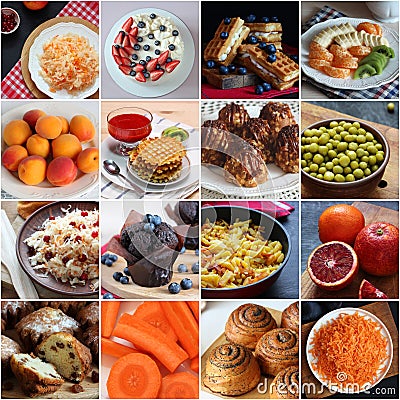 Collage of different photos of delicious food Stock Photo