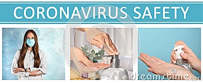 Collage with different photos devoted coronavirus outbreak Stock Photo