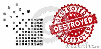 Collage Dissolving Pixel Mosaic with Distress Destroyed Seal Stock Photo