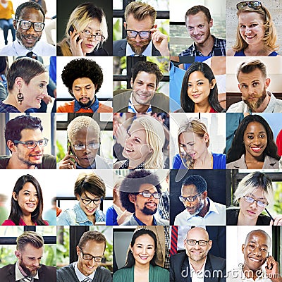 Collage Diverse Faces Group People Concept Stock Photo