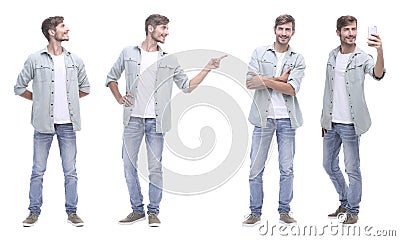 Collage doctor and young man isolated on white Stock Photo