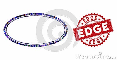 Collage Double Oval Frame with Grunge Edge Seal Stock Photo