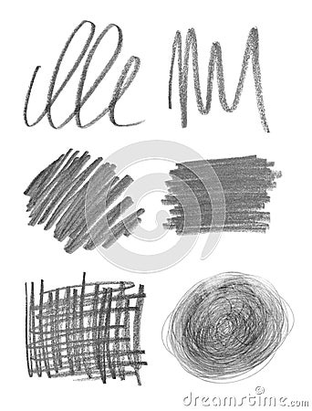 Collage of drawn pencil scribbles on background Stock Photo