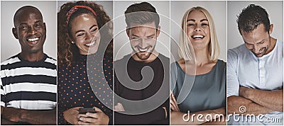 Collage of a smiling group of ethnically diverse entrepreneurs Stock Photo