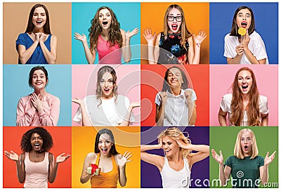 The collage of surprised people Stock Photo