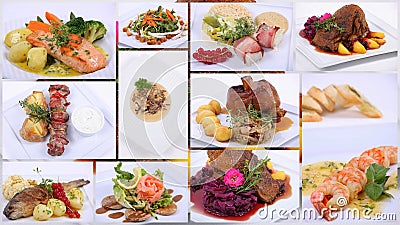 Collage of a fine dining meal Stock Photo