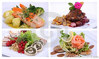 Collage of a fine dining meal Stock Photo