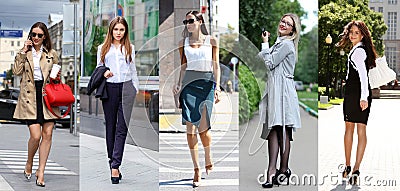 Collage five business women Stock Photo