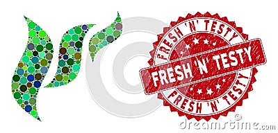 Collage Flora Abstraction with Textured Fresh `N` Testy Seal Stock Photo