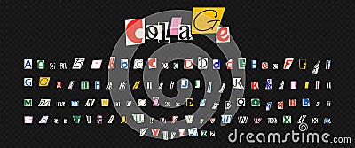 Collage font anonymous letters cut out ransom alphabet vector illustration Vector Illustration