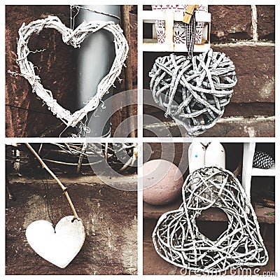 Collage of four hearts Stock Photo