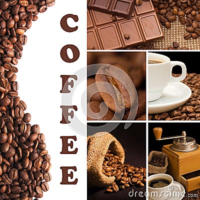Collage from fragrant coffee Stock Photo