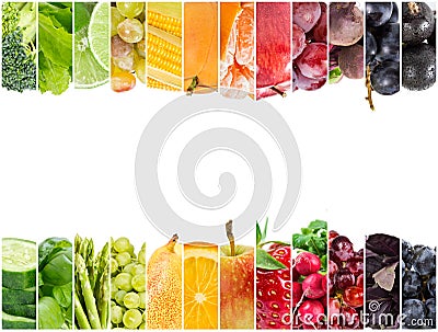 Collage of fresh fruits and vegetables Stock Photo