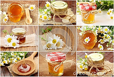 Collage with fresh honey Stock Photo