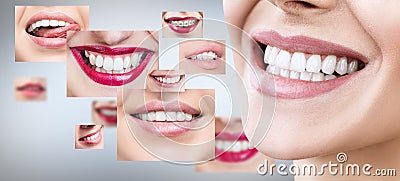 Collage of healthy smiling people. Stock Photo