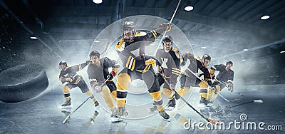 Collage about ice hockey players in action. Stock Photo