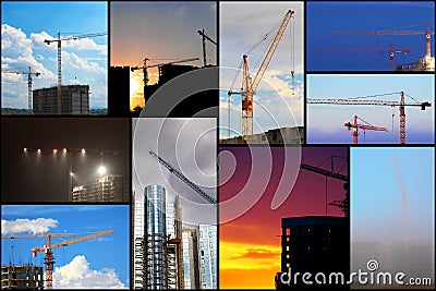 Collage illustration of construction Cartoon Illustration