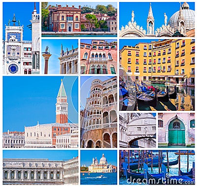 Collage of images with Venice, Italy. Stock Photo