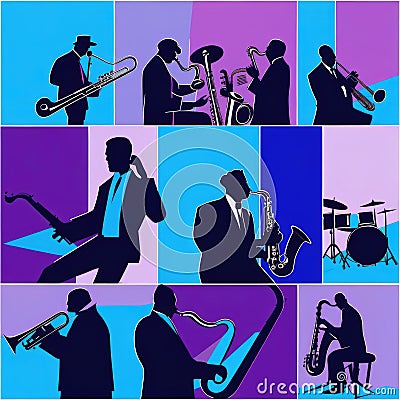 Collage of jazz musicians Stock Photo