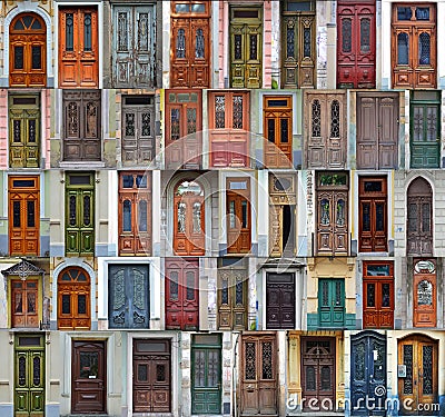 Collage of Kiev front doors Stock Photo