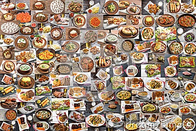 Collage of lots of food Stock Photo