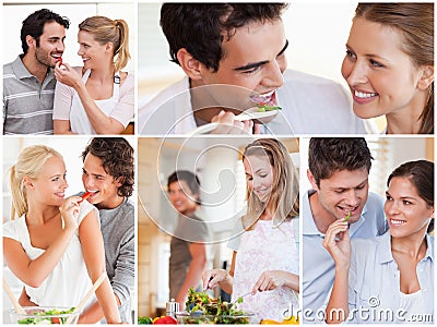 Collage of lovely couples Stock Photo