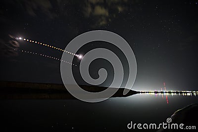 Collage of Lunar eclipse and the great opposition of Mars 2018.07.28 Stock Photo