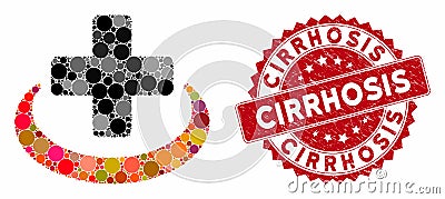 Collage Medical Community with Grunge Cirrhosis Seal Stock Photo