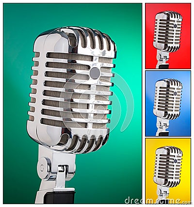 Collage of microphones Stock Photo