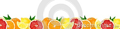 Collage of mixed citrus fruits. Fresh color fruits Stock Photo