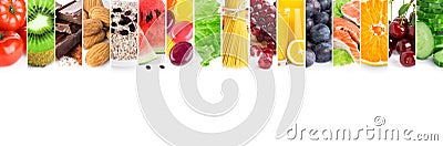 Collage of mixed fresh ripe food Stock Photo