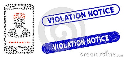 Ellipse Collage Mobile Doctor with Textured Violation Notice Stamps Stock Photo