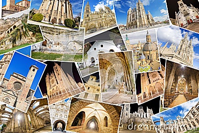 A collage of my best photos of churchs, monasterys and cathedrals Stock Photo