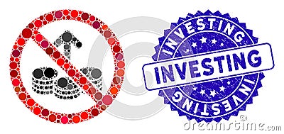 Collage No Investing Icon with Grunge Investing Seal Stock Photo