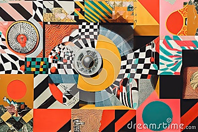 a collage of optical illusions, bringing together a variety of shapes and patterns Stock Photo