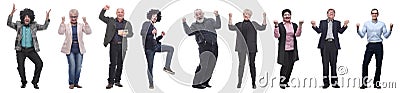 collage of people joyful energetic full length isolated Stock Photo