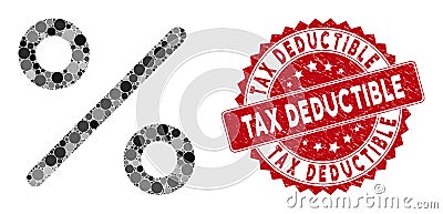 Collage Percent with Scratched Tax Deductible Stamp Stock Photo