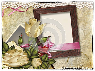 Collage photo frame on vintage background. Stock Photo