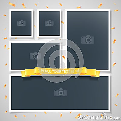 Collage of photo frames vector illustration, background Vector Illustration