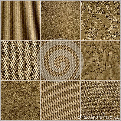 Collage of monochromatic beige and brown squares with different patterns Stock Photo