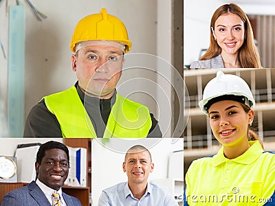 Collage of portraits of smiling people of different nationalities and activities Stock Photo