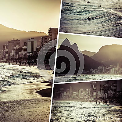 Collage of Rio de Janeiro Brazil images - travel background m Editorial Stock Photo