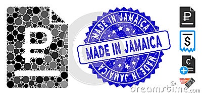 Collage Rouble Bill Icon with Scratched Made in Jamaica Seal Vector Illustration