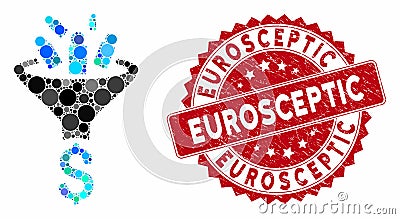Collage Sales Funnel with Distress Eurosceptic Stamp Stock Photo