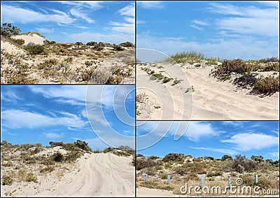 Collage of sand dunes near Bunbury Western Australia. Stock Photo