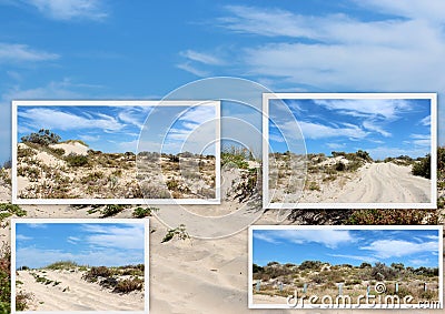 Collage of sand dunes near Bunbury Western Australia. Stock Photo