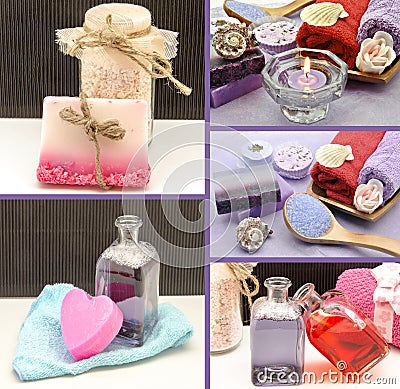 Collage of scented soaps Stock Photo