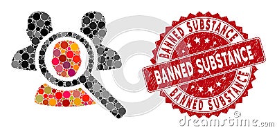 Collage Search Patient with Distress Banned Substance Seal Stock Photo