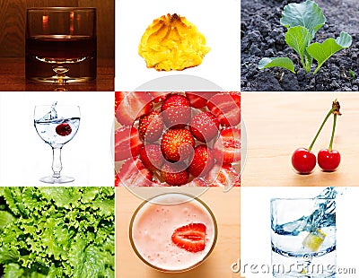 Collage of a set of products, ingredients Stock Photo